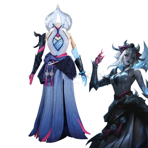 【In Stock】Game League of Legends Cosplay Snow Moon Morgana Cosplay Costume