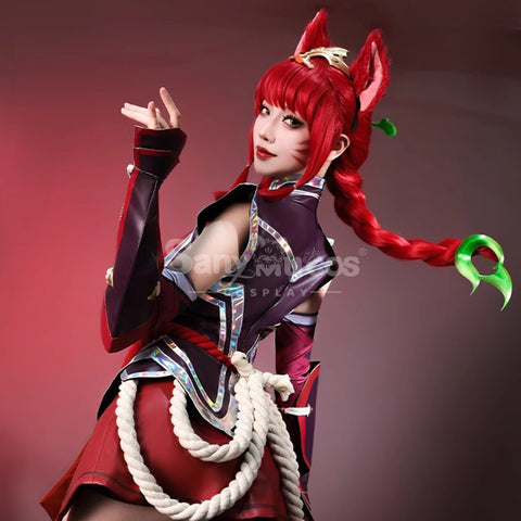 【Pre-Sale】Game League of Legends Cosplay Flame Tail Demon Fox Ahri Cosplay Costume Premium Edition