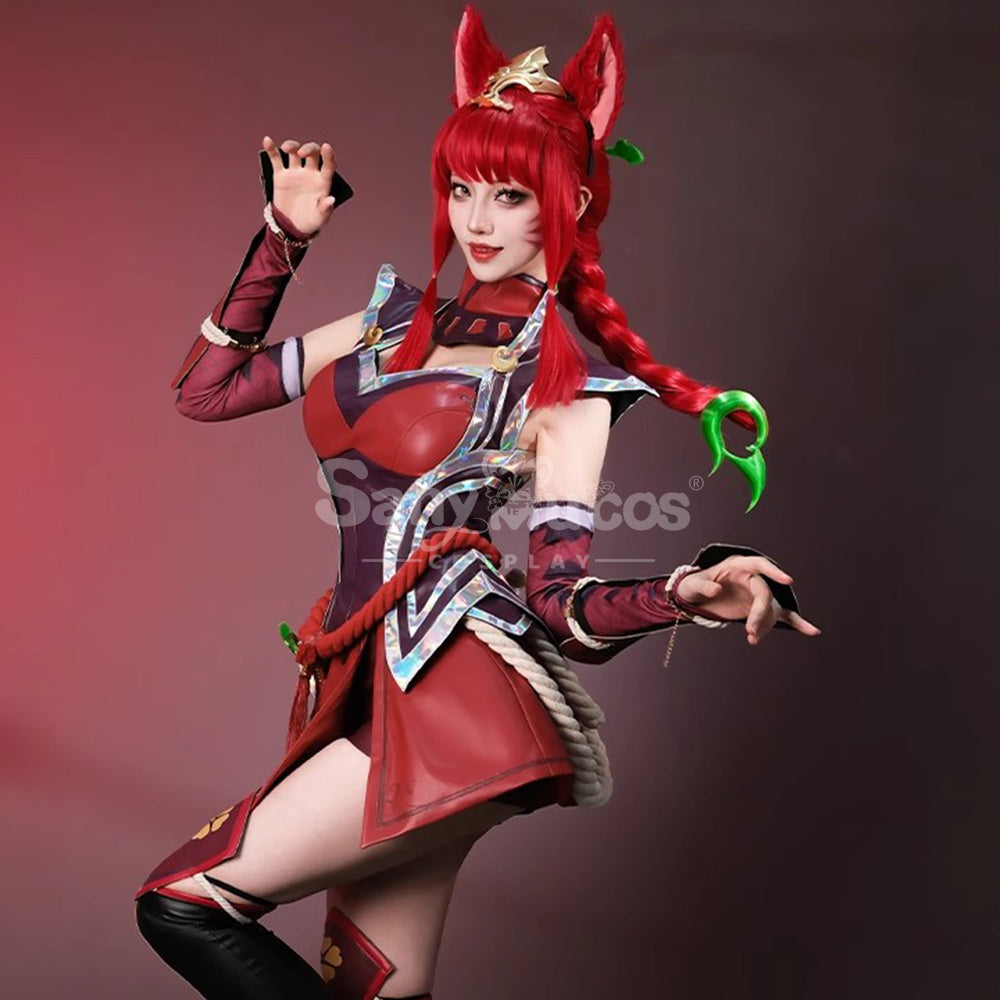 【Pre-Sale】Game League of Legends Cosplay Flame Tail Demon Fox Ahri Cosplay Costume Premium Edition