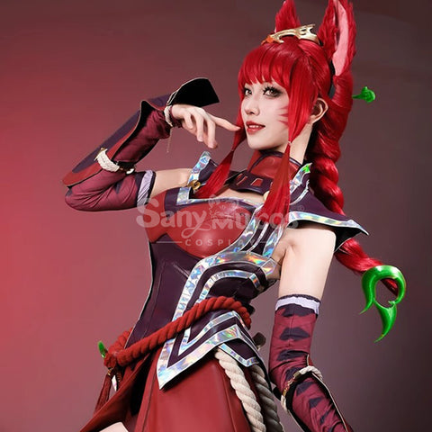 【Pre-Sale】Game League of Legends Cosplay Flame Tail Demon Fox Ahri Cosplay Costume Premium Edition