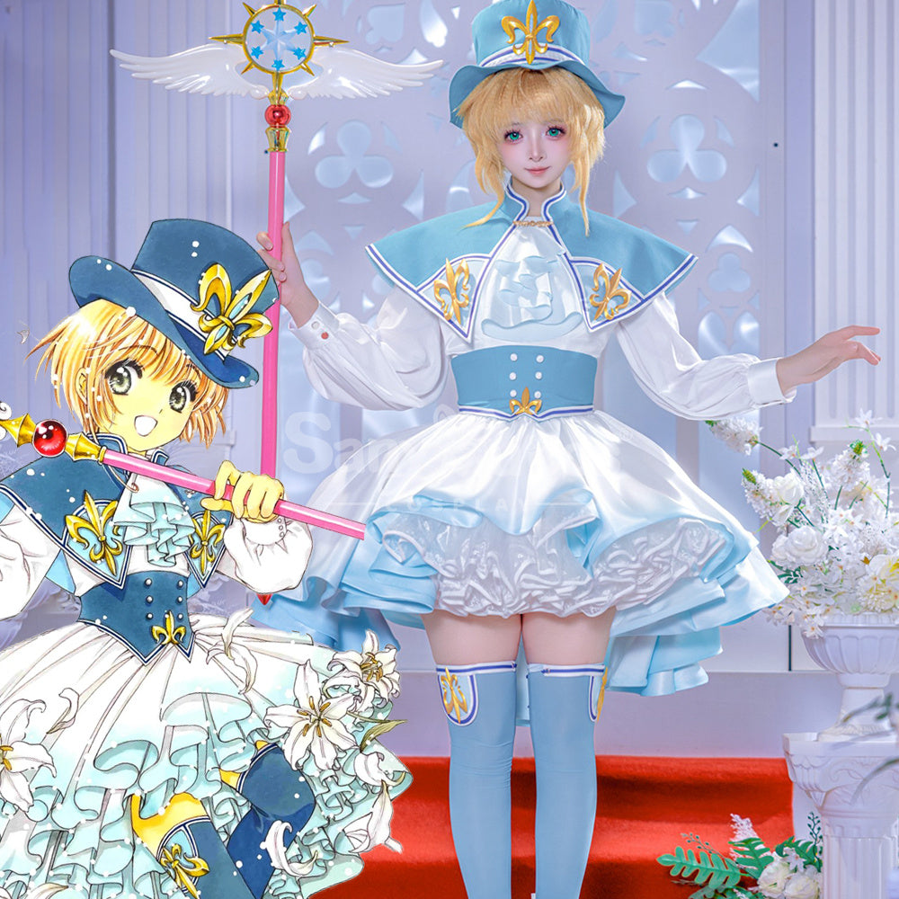 【SanyMuCos Deposit Poll】Anime Cardcaptor Sakura Cosplay Sakura Kinomoto's blue and white Dress Cosplay Costume
