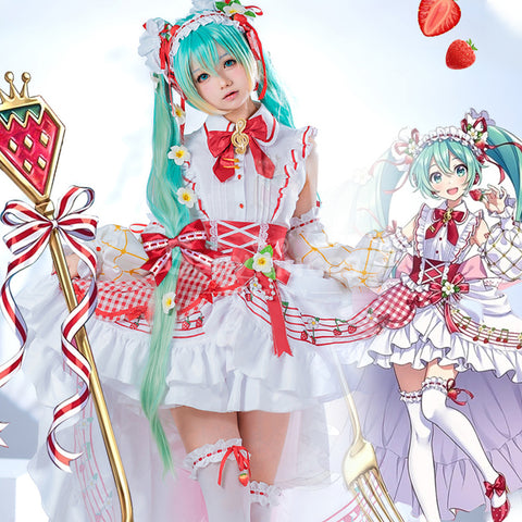 【In Stock】Vocaloid Hatsune Miku Cosplay 15th Anniversary Strawberry Dress Cosplay Costume