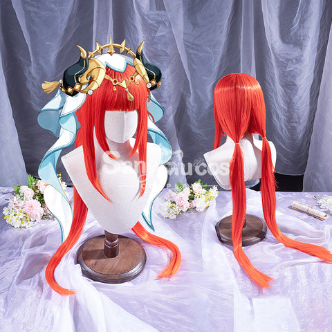 【In Stock】Game Genshin Impact Nilou Sumeru Hydro Red Long Cosplay Wig Wigs