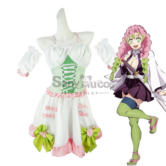 【In Stock】Anime Demon Slayer Cosplay Kanroji Mitsuri White Maid Suit Cosplay Maid Costume 1000