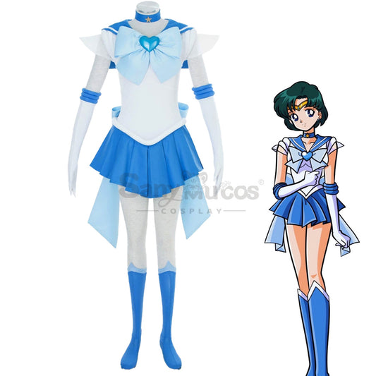 【In Stock】Anime Sailor Moon SuperS Cosplay Sailor Mercury Ami Mizuno Battle Suit Cosplay Costume 1000