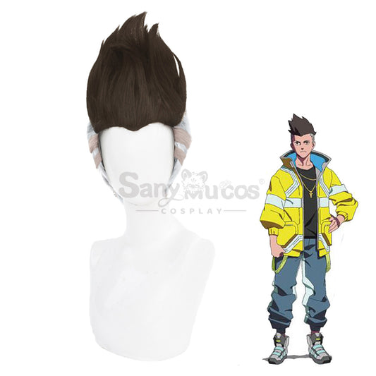 【In Stock】Anime Cyberpunk: Edgerunners Cosplay David Brown and Silver Short Cosplay Wig 1000