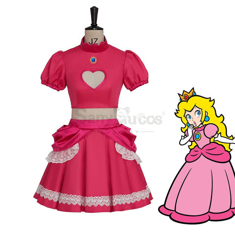 【In Stock】Anime Movie The Super Mario Bros. Movie Cosplay Princess Peach Dress Up Pink Cosplay Costume