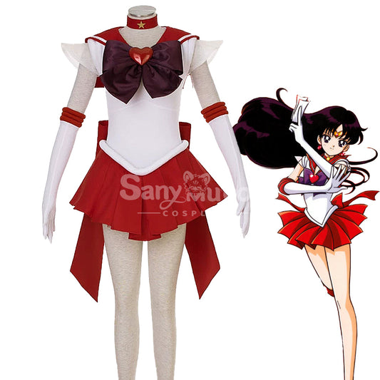 【In Stock】Anime Sailor Moon SuperS Cosplay Sailor Mars Rei Hino Battle Suit Cosplay Costume 1000