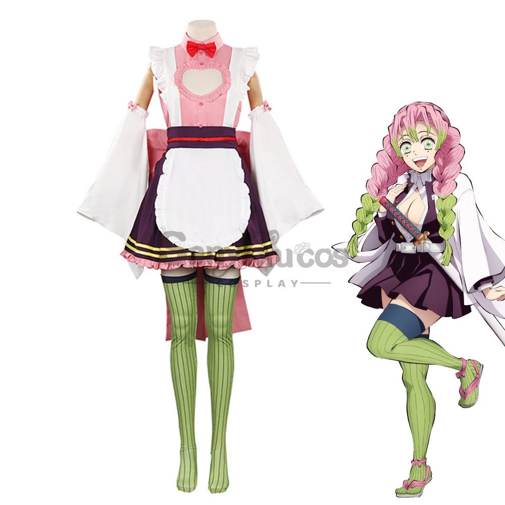 【In Stock】Anime Demon Slayer Cosplay Kanroji Mitsuri Pink Maid Suit Cosplay Maid Costume