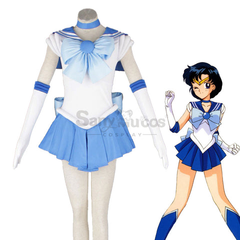 【In Stock】Anime Sailor Moon Cosplay Sailor Mercury Ami Mizuno Battle Suit Cosplay Costume