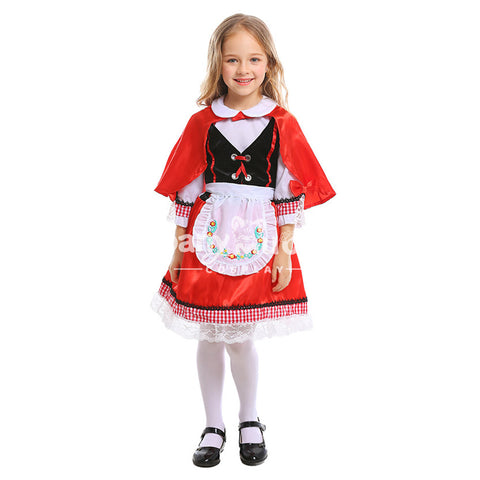 【In Stock】Christmas/Halloween Cosplay Country Style Red Riding Hood Cosplay Costume Kid Size