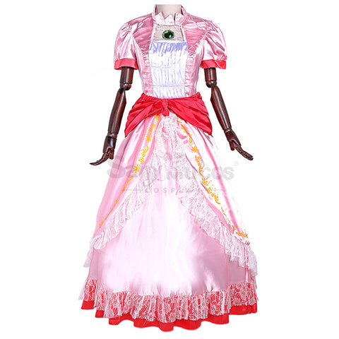 【Custom-Tailor】Anime Movie The Super Mario Bros. Movie Cosplay Princess Peach Dress Up Pink Cosplay Costume