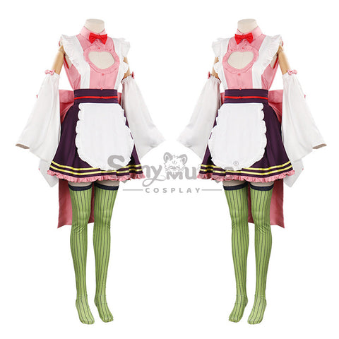 【In Stock】Anime Demon Slayer Cosplay Kanroji Mitsuri Pink Maid Suit Cosplay Maid Costume