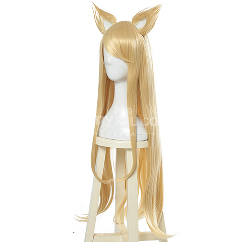 【In Stock】Game League of Legends Cosplay K/DA Ahri Cosplay Wig Long Blond Cosplay Wig