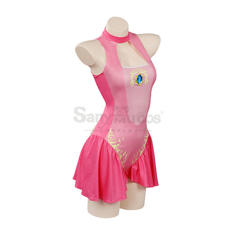 【In Stock】Anime Movie The Super Mario Bros. Movie Cosplay Princess Dress Up Peach Pink Swimsuit Cosplay Costume