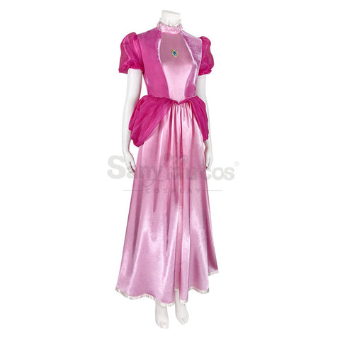 【In Stock】Anime Movie The Super Mario Bros. Movie Cosplay Princess Peach Dress Up Pink Cosplay Costume