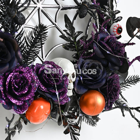 【In Stock】Halloween Decoration Spider Web Wreath