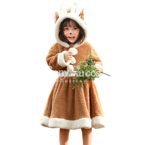 【In Stock】Christmas Cosplay Kid Size Christmas Reindeer Dress Cosplay Costume