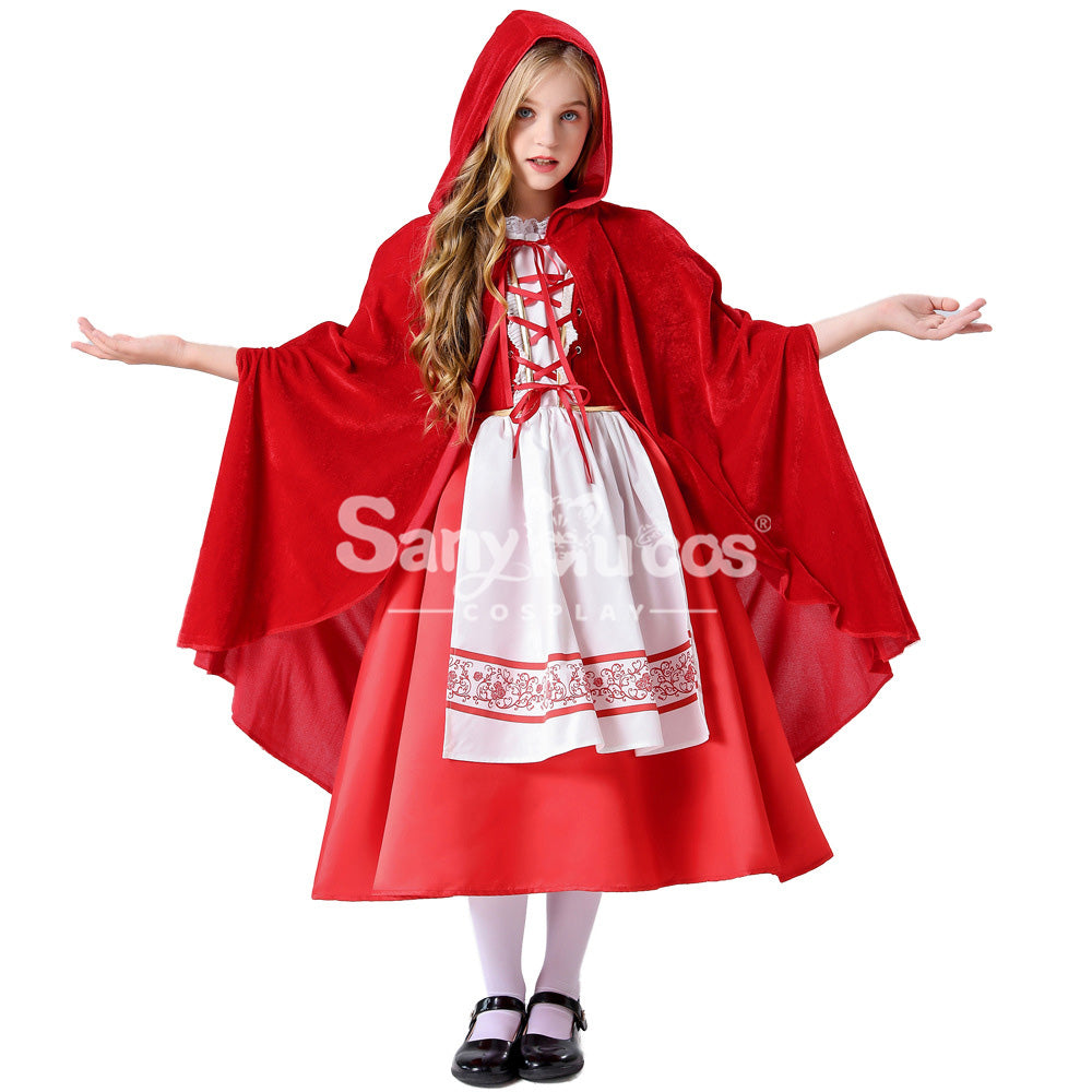 【In Stock】Halloween Cosplay Grimm's Fairy Tales Red Riding Hood Cosplay Costume Kid Size