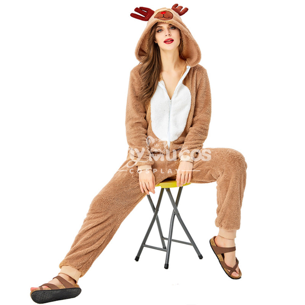 【In Stock】Christmas Cosplay Adult Size Christmas Reindeer Pajamas Costume Second Edition Costumes