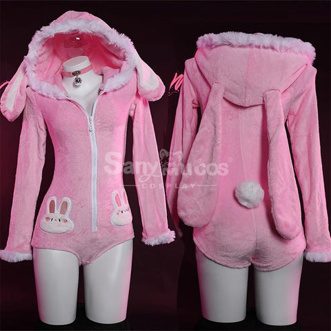 Bunny Pink Cosplay Plush Jumpsuit Cosplay Costume