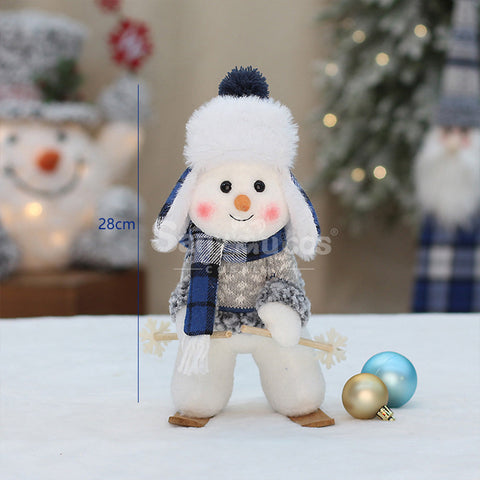 【In Stock】Christmas Decoration Blue Fabric Doll Cute Ski Snowman D Cosplay Prop