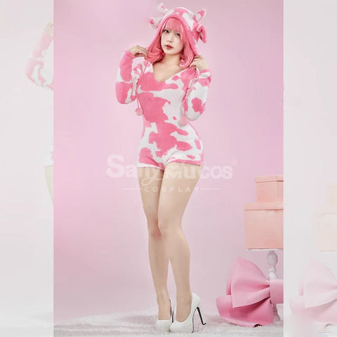 Dairy Cow Cosplay Plush Jumpsuit  Pajamas Cosplay Costume