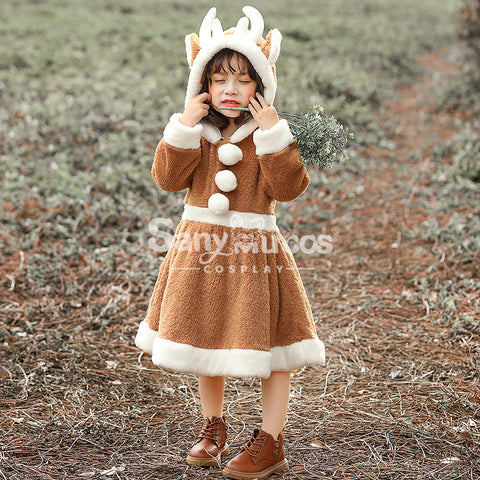 【In Stock】Christmas Cosplay Kid Size Christmas Reindeer Dress Cosplay Costume