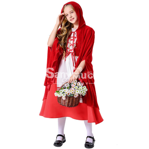 【In Stock】Halloween Cosplay Grimm's Fairy Tales Red Riding Hood Cosplay Costume Kid Size