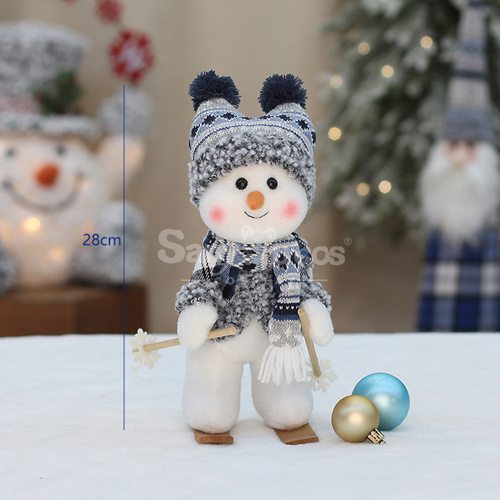 【In Stock】Christmas Decoration Blue Fabric Doll Cute Ski Snowman C Cosplay Prop