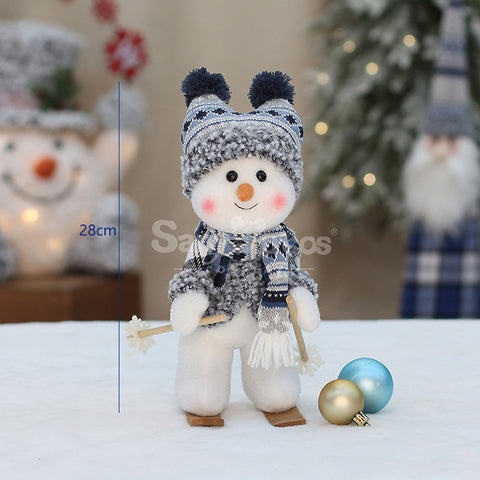 【In Stock】Christmas Decoration Blue Fabric Doll Cute Ski Snowman C Cosplay Prop