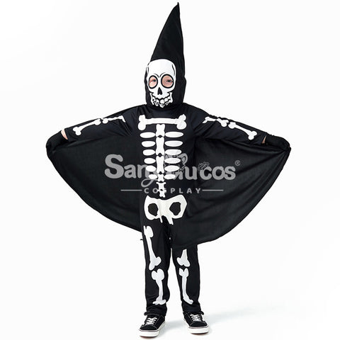 【In Stock】Halloween Cosplay Skeleton Ghost Cosplay Costume Kid Size