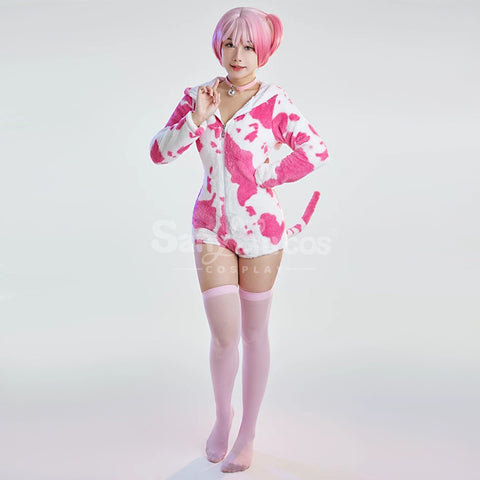 Dairy Cow Pink Cosplay Plush Jumpsuit Cosplay Costume