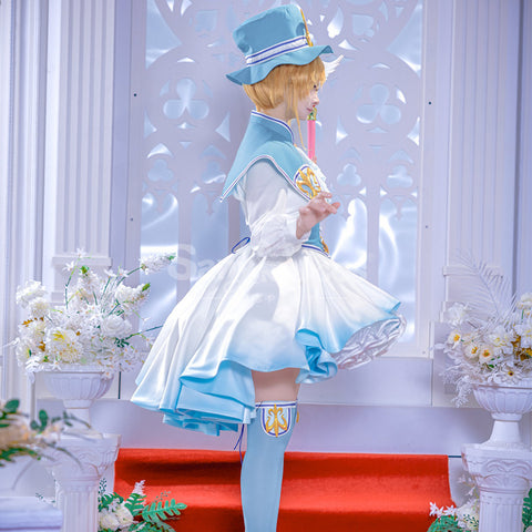 【SanyMuCos Deposit Poll】Anime Cardcaptor Sakura Cosplay Sakura Kinomoto's blue and white Dress Cosplay Costume