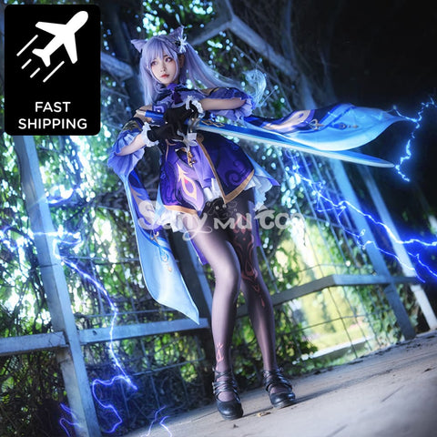 Game Genshin Impact cos Costume protagonist Keqing cospaly game suit Costume female