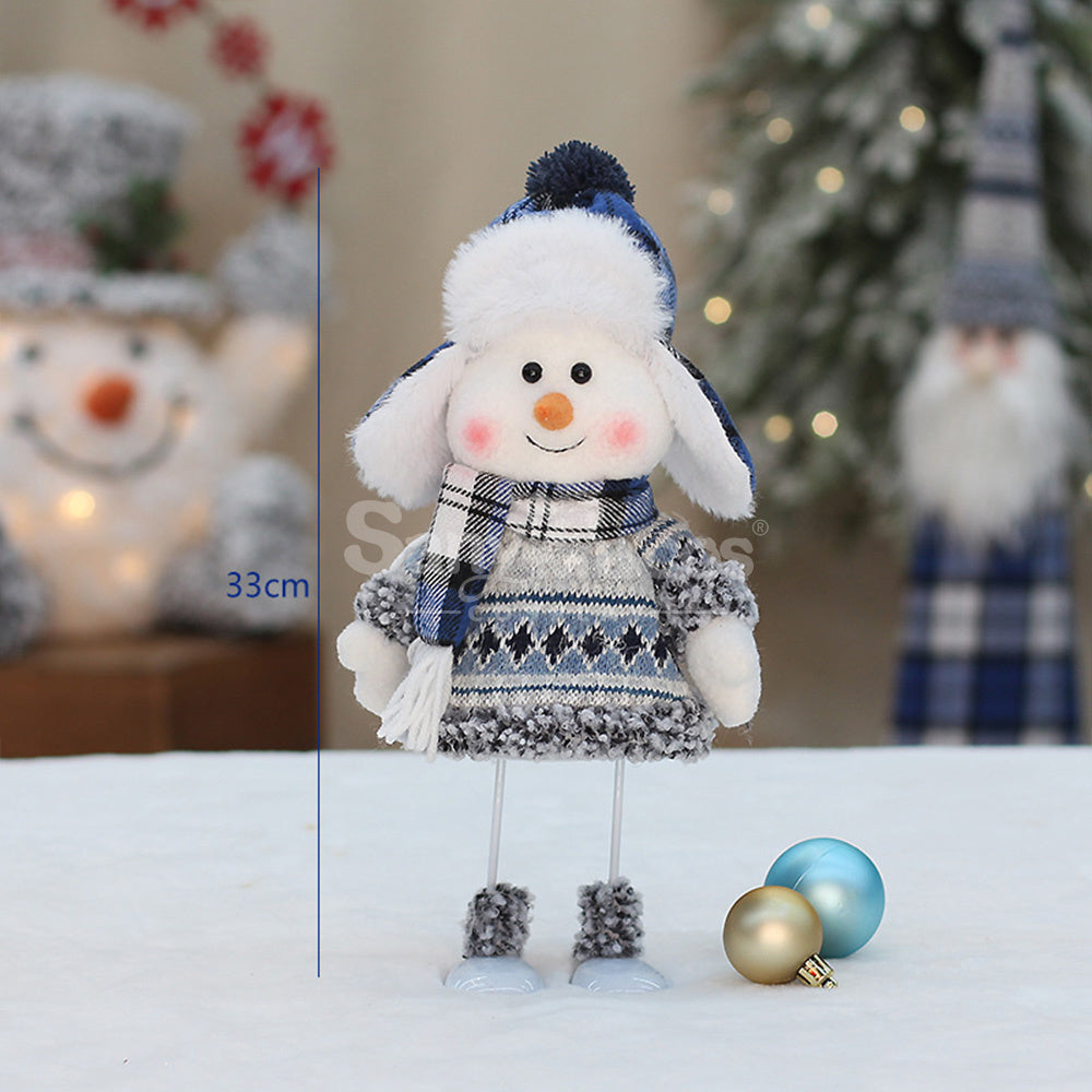 【In Stock】Christmas Decoration Blue Fabric Doll Cute Ski Snowman F Cosplay Prop