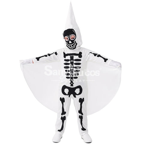 【In Stock】Halloween Cosplay Skeleton Ghost Cosplay Costume Kid Size