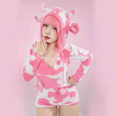 Dairy Cow Cosplay Plush Jumpsuit  Pajamas Cosplay Costume