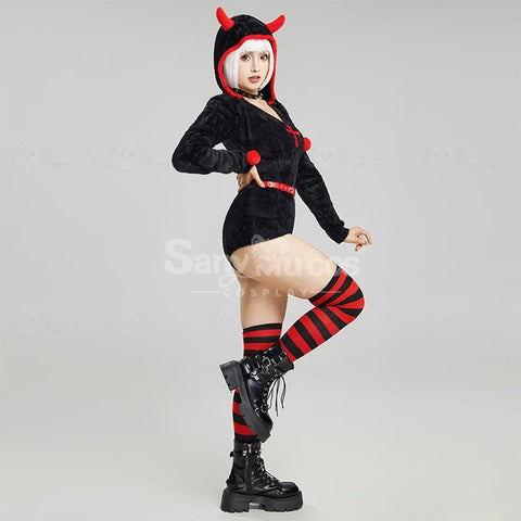 Gothic Style Black Plush Jumpsuit Daily Cosplay Costume