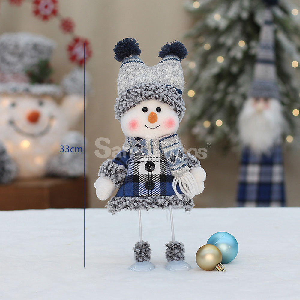 【In Stock】Christmas Decoration Blue Fabric Doll Cute Ski Snowman E Cosplay Prop