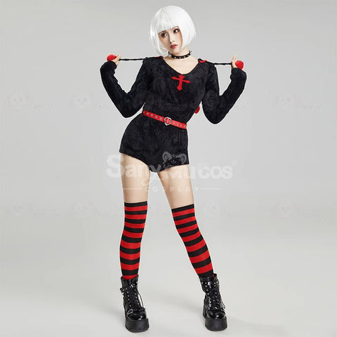 Gothic Style Black Plush Jumpsuit Daily Cosplay Costume