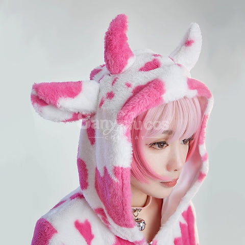 Dairy Cow Pink Cosplay Plush Jumpsuit Cosplay Costume