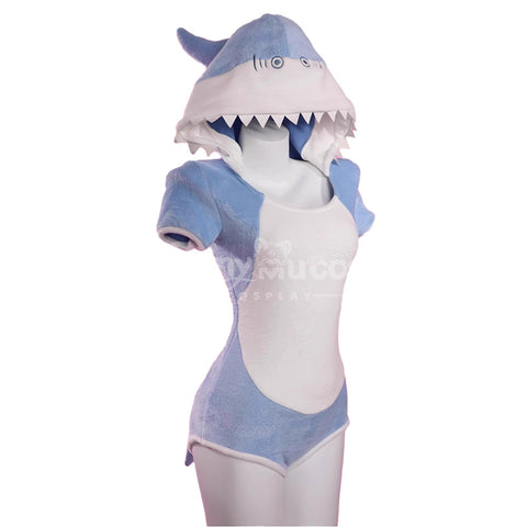 Blue Shark Cosplay Plush Jumpsuit Cosplay Costume