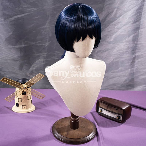 【In Stock】Game Genshin Impact The Wanderer Scaramouche Kunikuzushi Purple Short Cosplay Wig Wigs