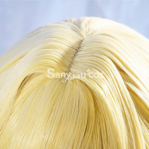 Game Genshin Impact Female Traveler Lumine Cosplay Wig Gold Short Hair