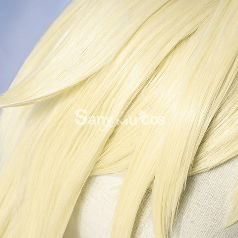 Game Genshin Impact Female Traveler Lumine Cosplay Wig Gold Short Hair