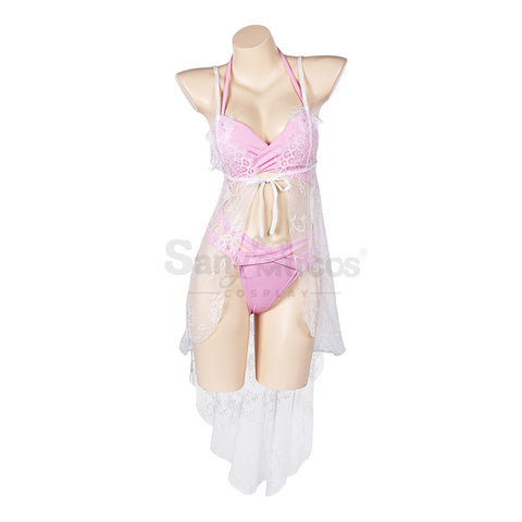 Game Final Fantasy VII Cosplay Aerith Gainsborough Bikini Swimsuit Dress Cosplay Costume