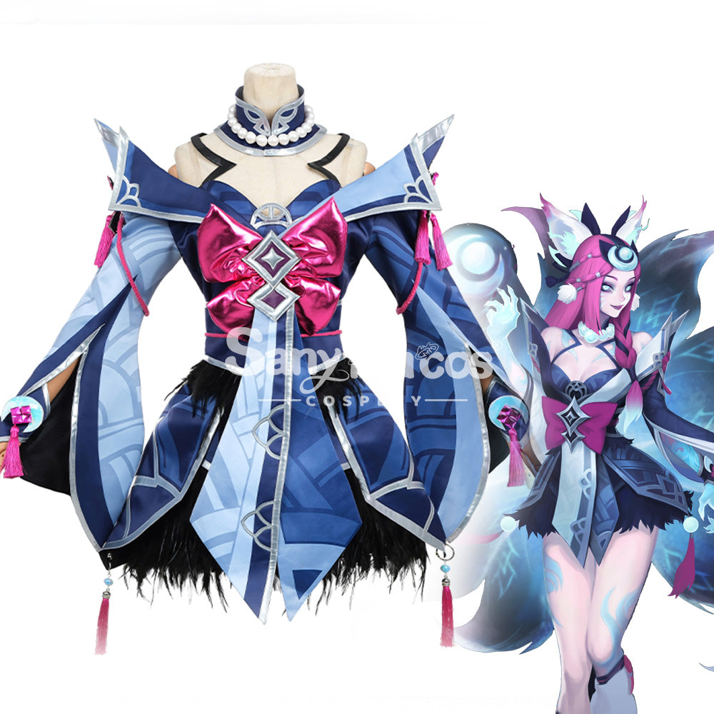 【In Stock】Game League of Legends Cosplay Snow Moon Ahri Cosplay Costume