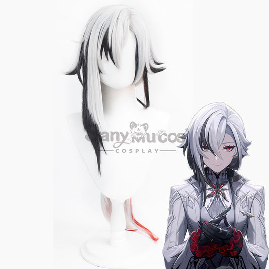 【In Stock】Genshin Impact Fatui Cosplay Wig The Knave Arlecchino Black and White Short Wig 1000