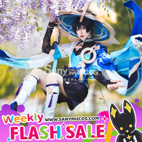 【Weekly Flash Sale on www.sanymucos.com】【48H To Ship】Game Genshin Impact The Wanderer Scaramouche Kimono Style Pants and Cloak Cosplay Costume